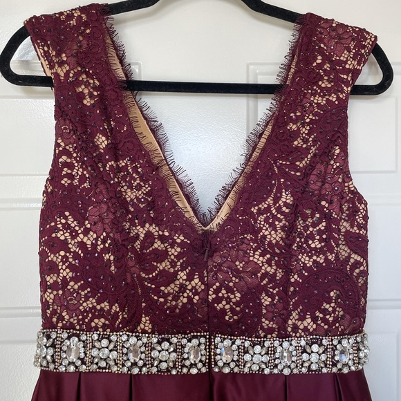 Jovani Wine Colored Satin Ballgown - Picture 7 of 10